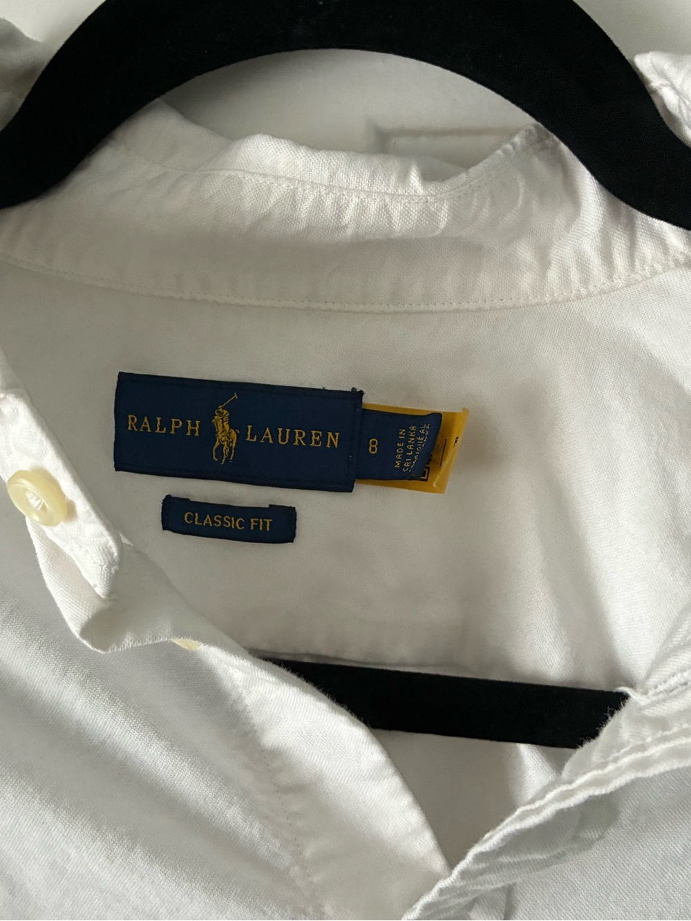 Ralph Lauren White Oxford Button-Down Shirt with Pink Patch Accents - Picture 3 of 4